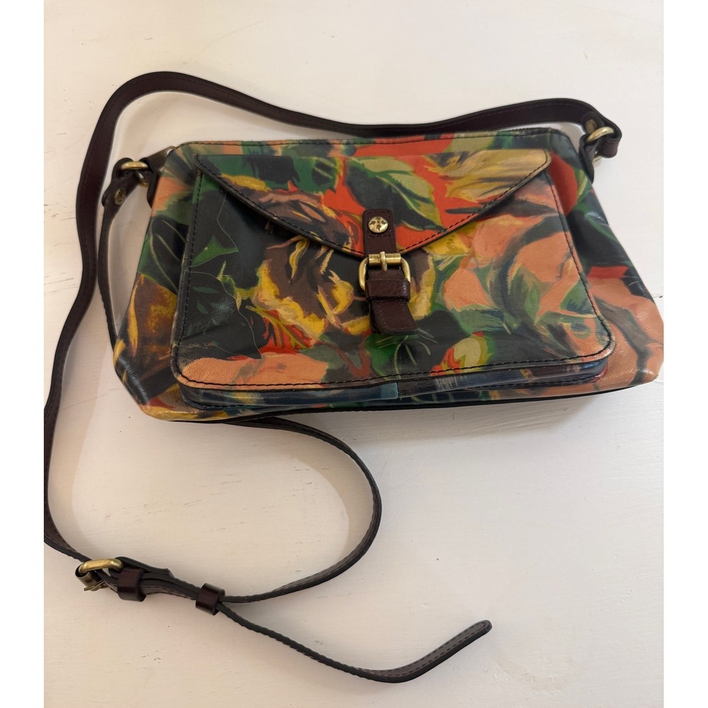 Patricia Nash Crossbody Bag Womens Small Multicolor Canvas Leather Floral